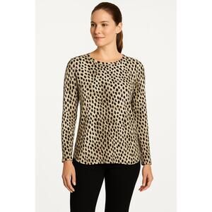 NWT Tommy Bahama Women's XS Leopard Print High Low Top Long Sleeve Resort Chic
